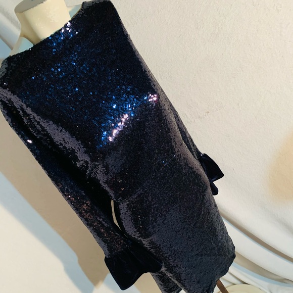 Fitted Midi Solid Sequins in Navy Velvet Cuffs 28 - Picture 12 of 17